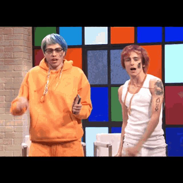 Pete Davidson and Timothée Chalamet as rappers in an SNL sketch